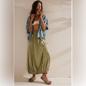 Free People Beach Olive Midi Skirt